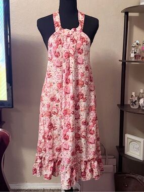 Girls' Pink Floral Halter Sundress